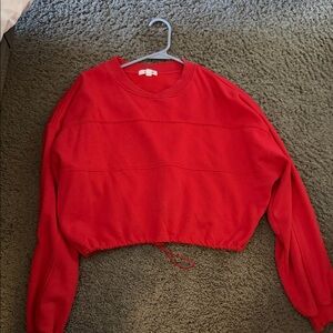 Garage Bright Red Cropped Hoodie